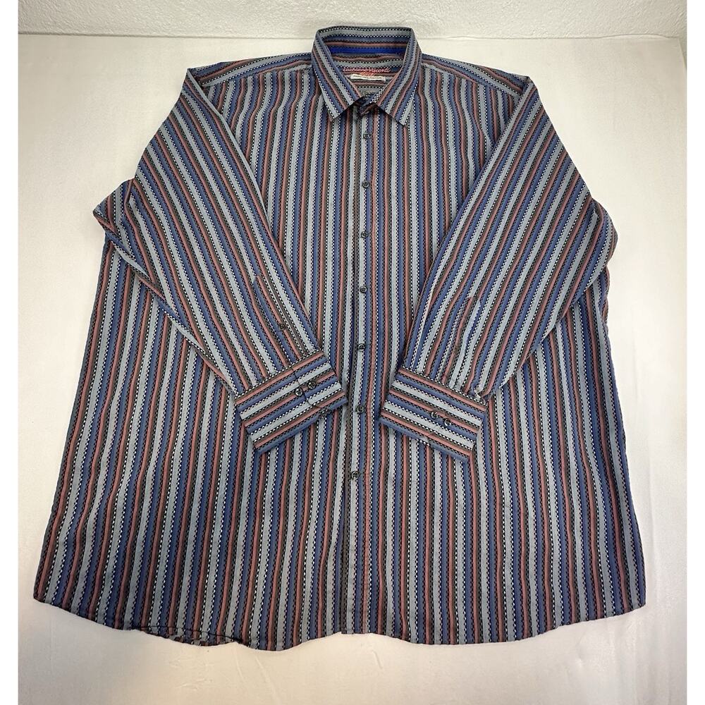 Y2K Luciano Visconti Black Shirt Mens 4XLB Striped Button Up Portugal Fabric